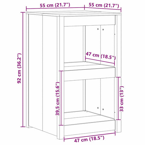 vidaXL Kitchen Cabinet Brown 55 x 55 x 92 cm Solid Douglas Fir wood