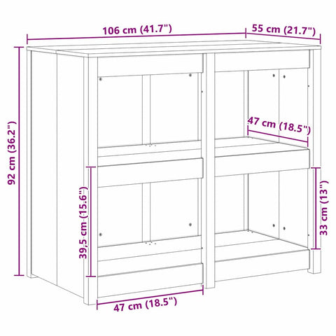 vidaXL Kitchen Cabinet Brown 106 x 55 x 92 cm Solid Douglas Fir wood