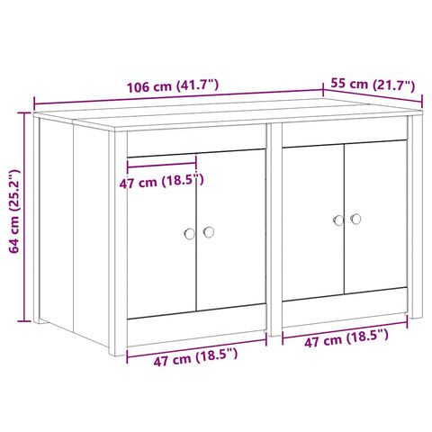 vidaXL Kitchen Cabinet White 106 x 55 x 64 cm Solid Pine wood