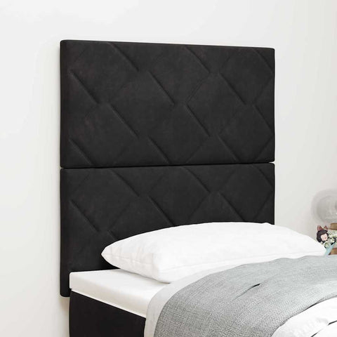 vidaXL Headboard Wall-mounted Geometric Manual Black 80 cm Velvet