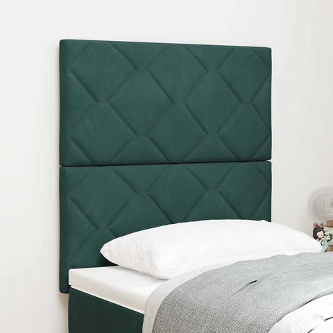 vidaXL Headboard Wall-mounted Geometric Manual Dark green 80 cm Velvet