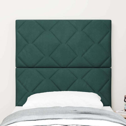 vidaXL Headboard Wall-mounted Geometric Manual Dark green 80 cm Velvet