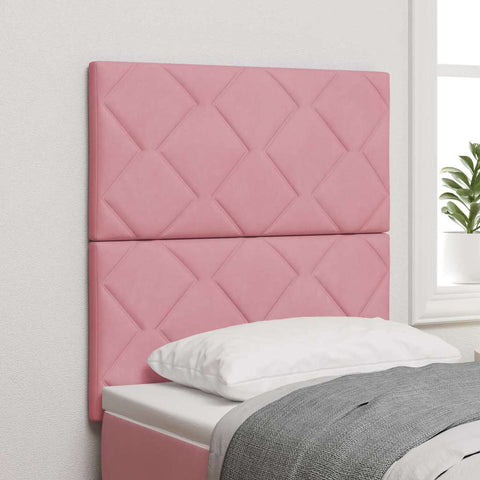 vidaXL Headboard Wall-mounted Geometric Manual Pink 80 cm Velvet