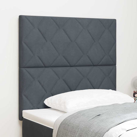 vidaXL Headboard Wall-mounted Geometric Manual Dark grey 90 cm Velvet