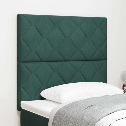 vidaXL Headboard Wall-mounted Geometric Manual Dark green 90 cm Velvet