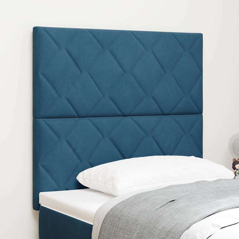 vidaXL Headboard Wall-mounted Geometric Manual Dark blue 90 cm Velvet