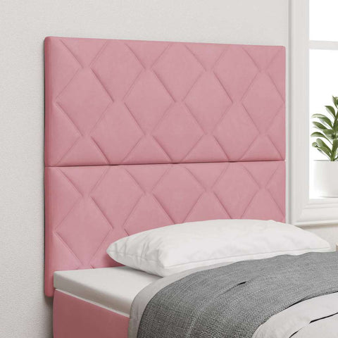 vidaXL Headboard Wall-mounted Geometric Manual Pink 90 cm Velvet