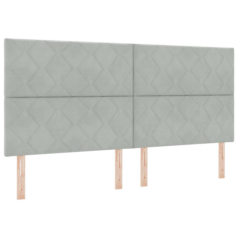 vidaXL Headboard Wall-mounted Geometric Light grey 200 cm Velvet