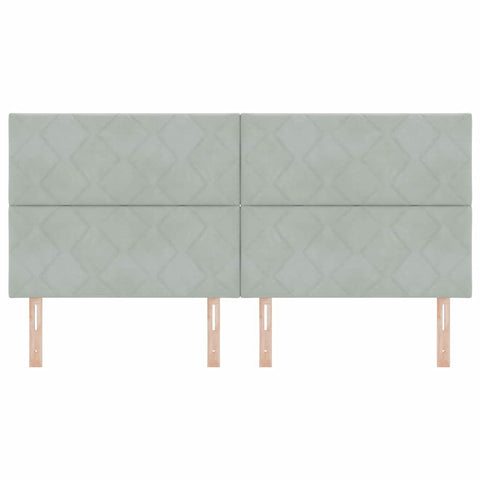 vidaXL Headboard Wall-mounted Geometric Light grey 200 cm Velvet