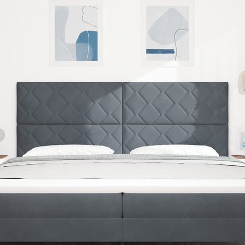 vidaXL Headboard Wall-mounted Geometric Manual Dark grey 200 cm Velvet