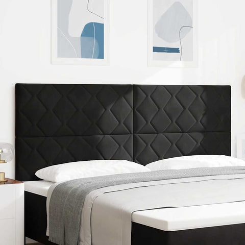 vidaXL Headboard Wall-mounted Geometric Manual Black 200 cm Velvet