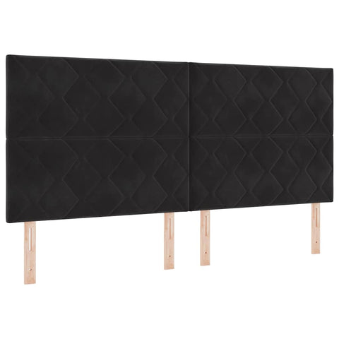 vidaXL Headboard Wall-mounted Geometric Manual Black 200 cm Velvet