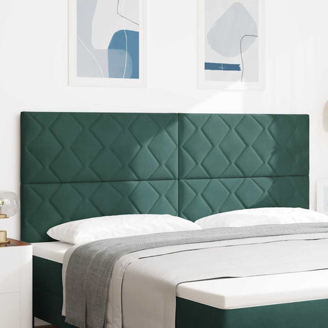 vidaXL Headboard Wall-mounted Geometric Dark green 200 cm Velvet