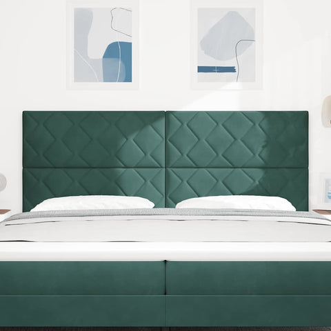 vidaXL Headboard Wall-mounted Geometric Dark green 200 cm Velvet
