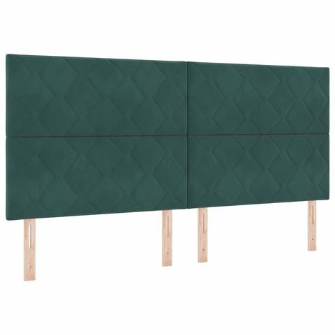 vidaXL Headboard Wall-mounted Geometric Dark green 200 cm Velvet