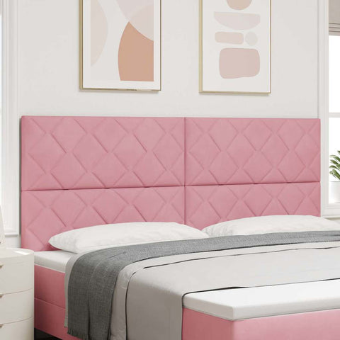vidaXL Headboard Wall-mounted Geometric Manual Pink 200 cm Velvet