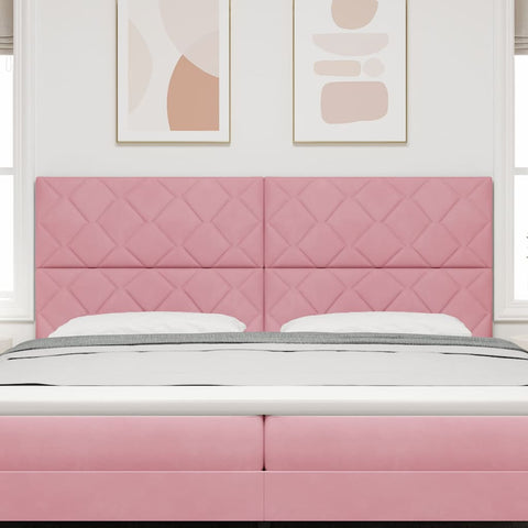 vidaXL Headboard Wall-mounted Geometric Manual Pink 200 cm Velvet