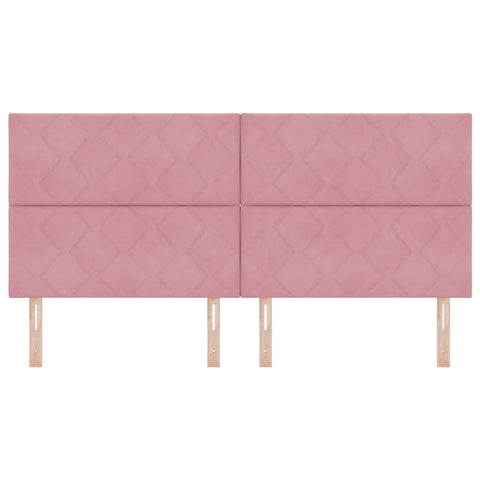 vidaXL Headboard Wall-mounted Geometric Manual Pink 200 cm Velvet