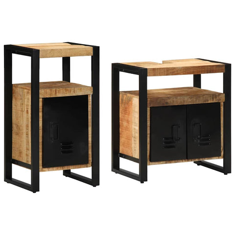 vidaXL Bathroom Furniture Set 2 pcs Brown Soild rough mango wood