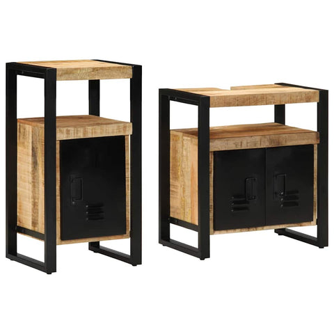 vidaXL Bathroom Furniture Set 2 pcs Brown Soild rough mango wood