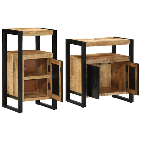 vidaXL Bathroom Furniture Set 2 pcs Brown Soild rough mango wood