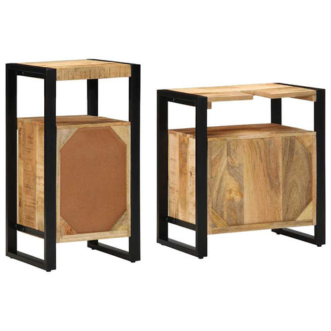 vidaXL Bathroom Furniture Set 2 pcs Brown Soild rough mango wood