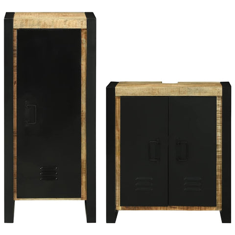 vidaXL Bathroom Furniture Set with Door 2 pcs Brown Solid Mango Wood