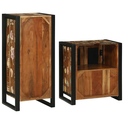 vidaXL Bathroom Furniture Set 2 pcs Multicolour Solid Reclaimed Wood