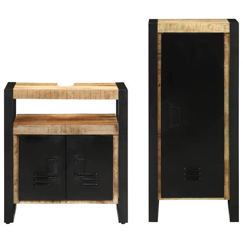 vidaXL Bathroom Furniture Set with Shelf 2 pcs Brown Solid Mango Wood