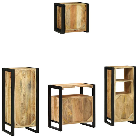 vidaXL Bathroom Furniture Set with Shelf 4 pcs Brown Solid Mango Wood
