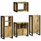 vidaXL Bathroom Furniture Set with Door 4 pcs Brown Solid Mango Wood