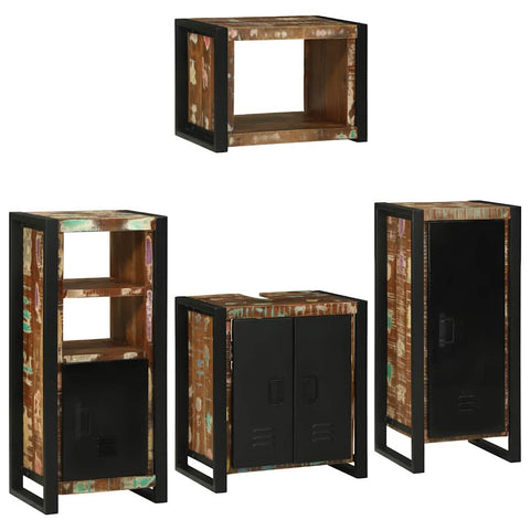 vidaXL Bathroom Furniture Set 4 pcs Multicolour Solid Reclaimed Wood