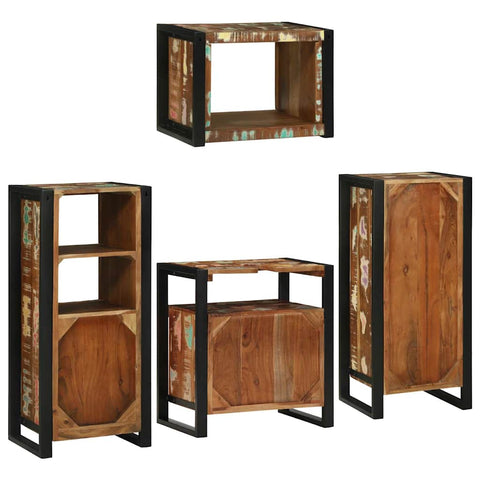 vidaXL Bathroom Furniture Set 4 pcs Multicolour Solid Reclaimed Wood