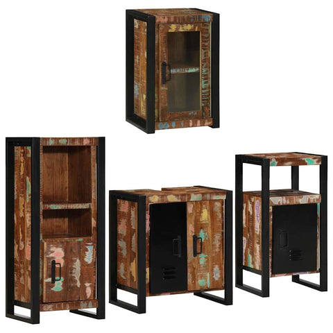 vidaXL Bathroom Furniture Set 4 pcs Multicolour Solid Reclaimed Wood