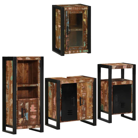 vidaXL Bathroom Furniture Set 4 pcs Multicolour Solid Reclaimed Wood