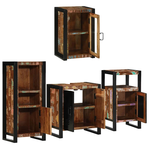 vidaXL Bathroom Furniture Set 4 pcs Multicolour Solid Reclaimed Wood