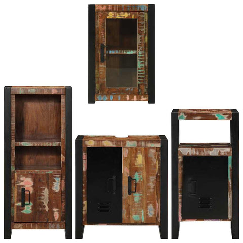 vidaXL Bathroom Furniture Set 4 pcs Multicolour Solid Reclaimed Wood