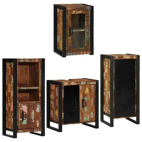 vidaXL Bathroom Furniture Set 4 pcs Multicolour Solid Reclaimed Wood