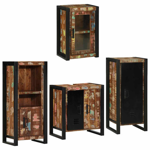 vidaXL Bathroom Furniture Set 4 pcs Multicolour Solid Reclaimed Wood