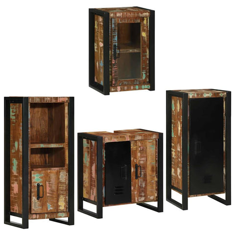 vidaXL Bathroom Furniture Set 4 pcs Multicolour Solid Reclaimed Wood