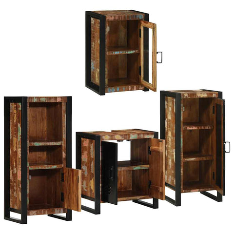 vidaXL Bathroom Furniture Set 4 pcs Multicolour Solid Reclaimed Wood