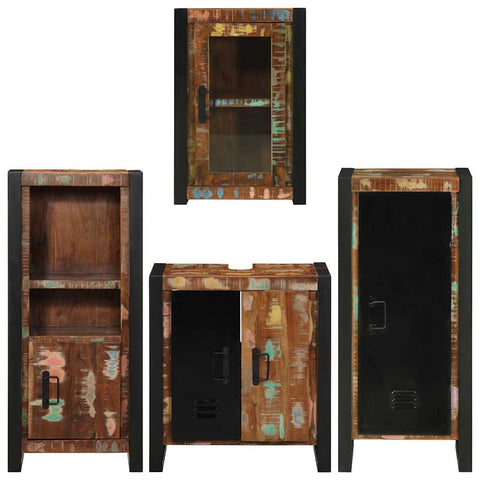 vidaXL Bathroom Furniture Set 4 pcs Multicolour Solid Reclaimed Wood
