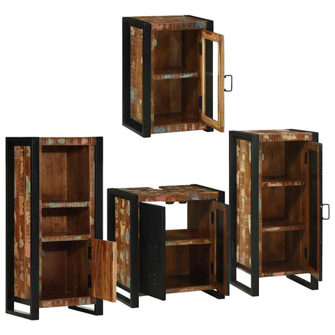 vidaXL Bathroom Furniture Set 4 pcs Multicolour Solid Reclaimed Wood