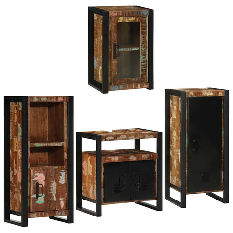 vidaXL Bathroom Furniture Set 4 pcs Multicolour Solid Reclaimed Wood