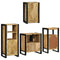 vidaXL Bathroom Furniture Set with Door 4 pcs Brown Solid Mango Wood