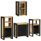 vidaXL Bathroom Furniture Set with Door 4 pcs Brown Solid Mango Wood