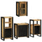 vidaXL Bathroom Furniture Set with Door 4 pcs Brown Solid Mango Wood