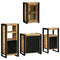 vidaXL Bathroom Furniture Set with Door 4 pcs Brown Solid Mango Wood