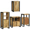 vidaXL Bathroom Furniture Set with Door 4 pcs Brown Solid Mango Wood