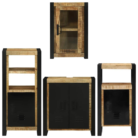 vidaXL Bathroom Furniture Set with Door 4 pcs Brown Solid Mango Wood